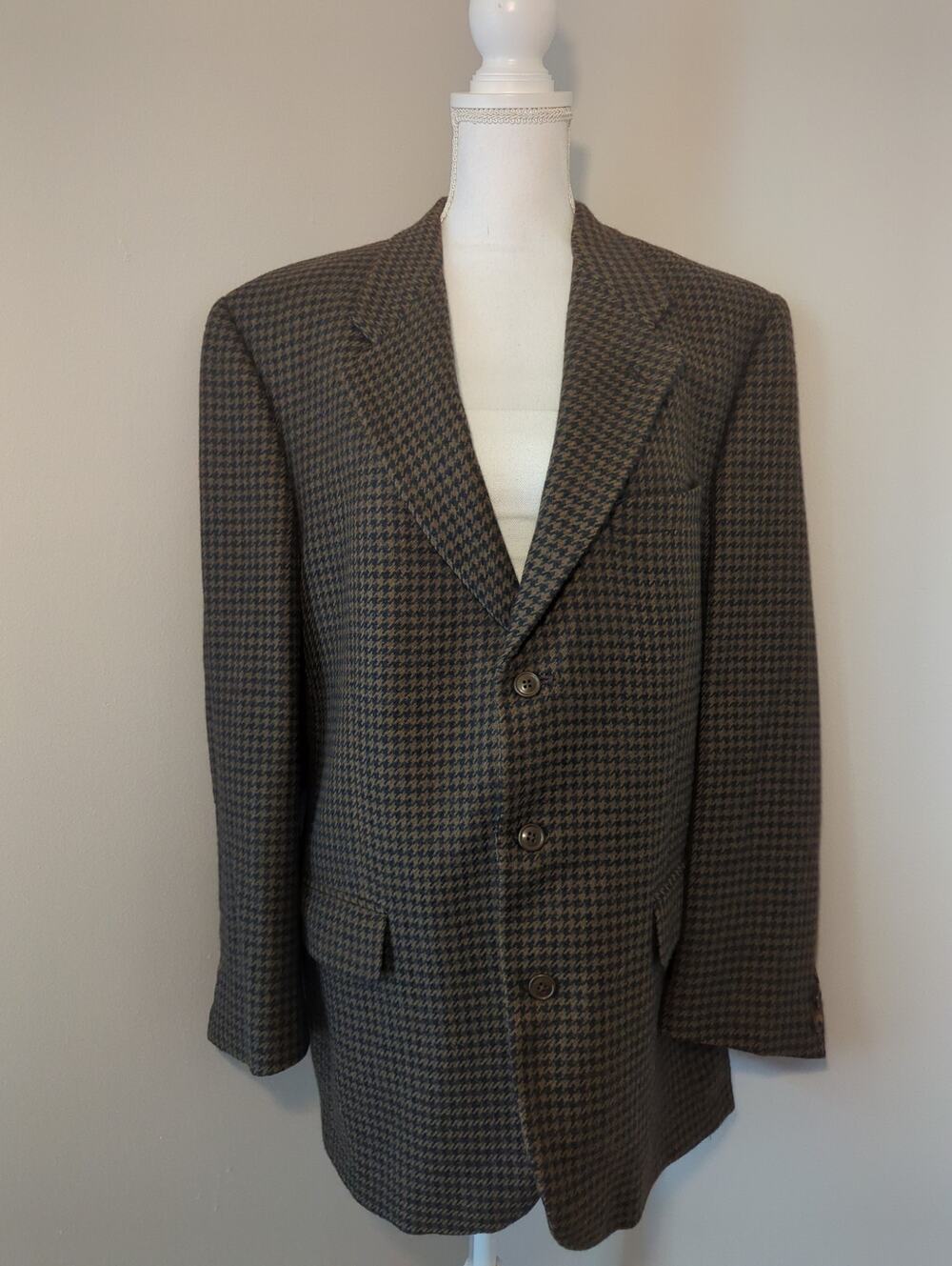 Vintage Burberrys 100% Wool Houndstooth Blazer